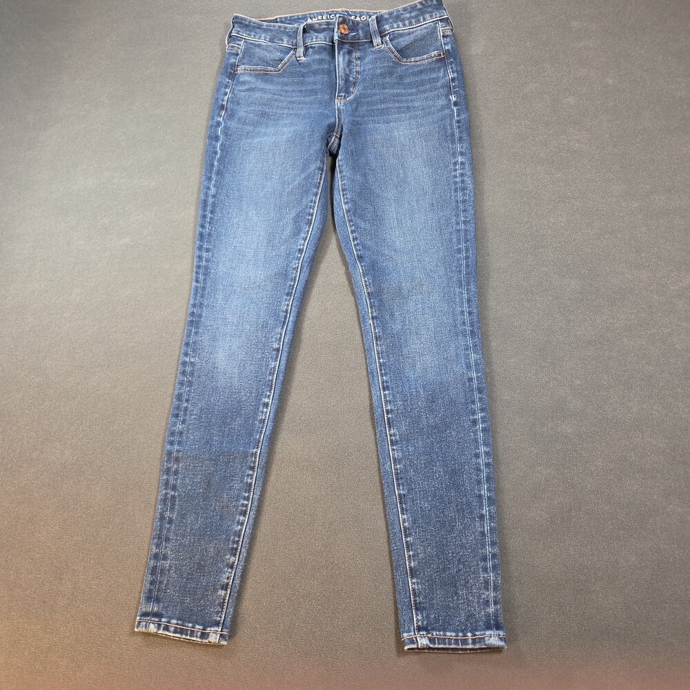 American Eagle Dream Stretch Jeans Womens Sz 2 Regular Medium Wash Skinny Denim